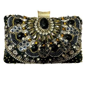 Embellished Black and Gold Clutch